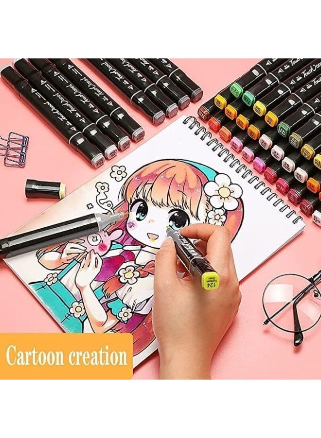 تاتش مجموعة أقلام رسم فنية مكونة من 48 لون بأطراف مزدوجة: نمط أزميل رفيع وعريض، لوازم فنية للتلوين والرسم مع حافظة أقلام - Image 2